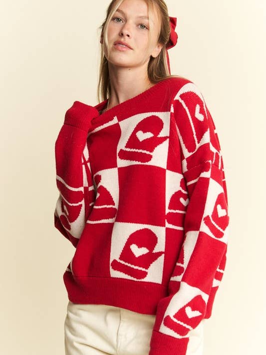 JADE BY JANE - Wholesale Knit Sweater - Women's - PLUS SIZE CHECKERD CHRISTMAS SWEATER TOP13