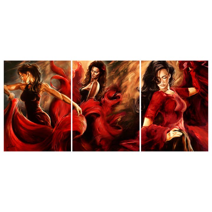 Valentina - Stampa trittico su tela per la vendita all'ingrosso da parte di deSotogi Fine Art