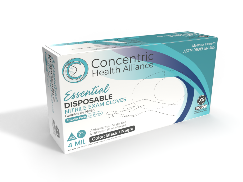 Concentric Health Alliance - CHA Supply - Wholesale Gloves - Unisex - CHA Essential Nitrile Exam Gloves - Black1