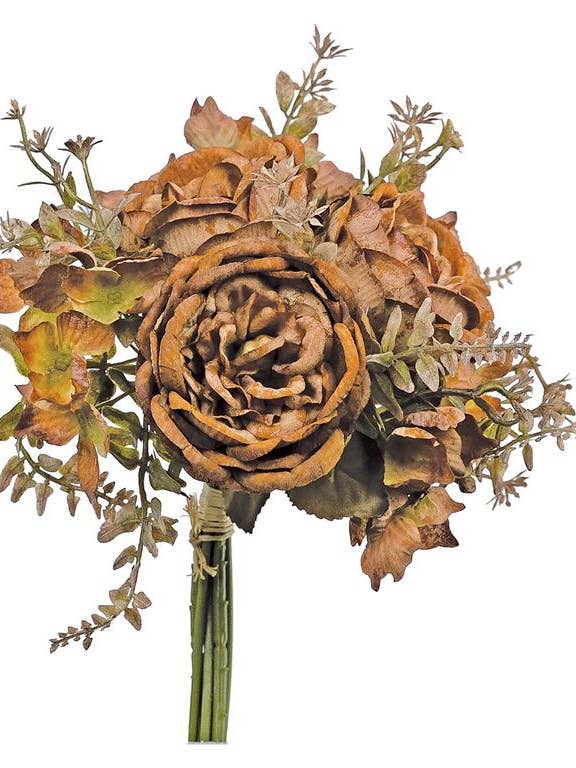 Vintage Rose Bouquet, 12", Rust for wholesale by Select Artificials, Inc.