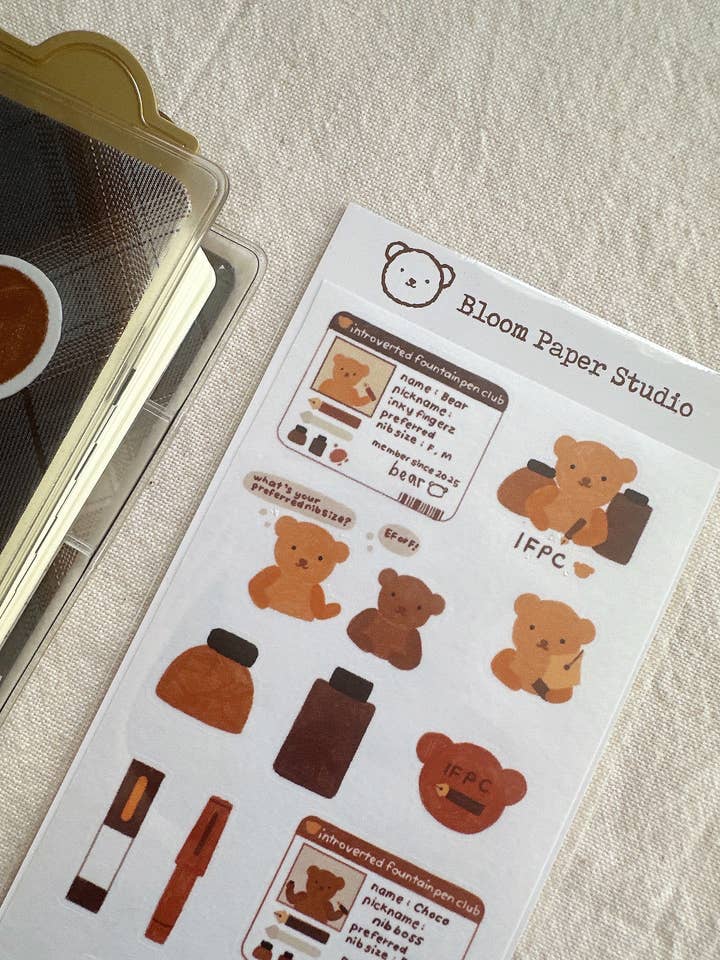 Introverted Fountain Pen Club Stickers for wholesale by Bloom Paper Studio