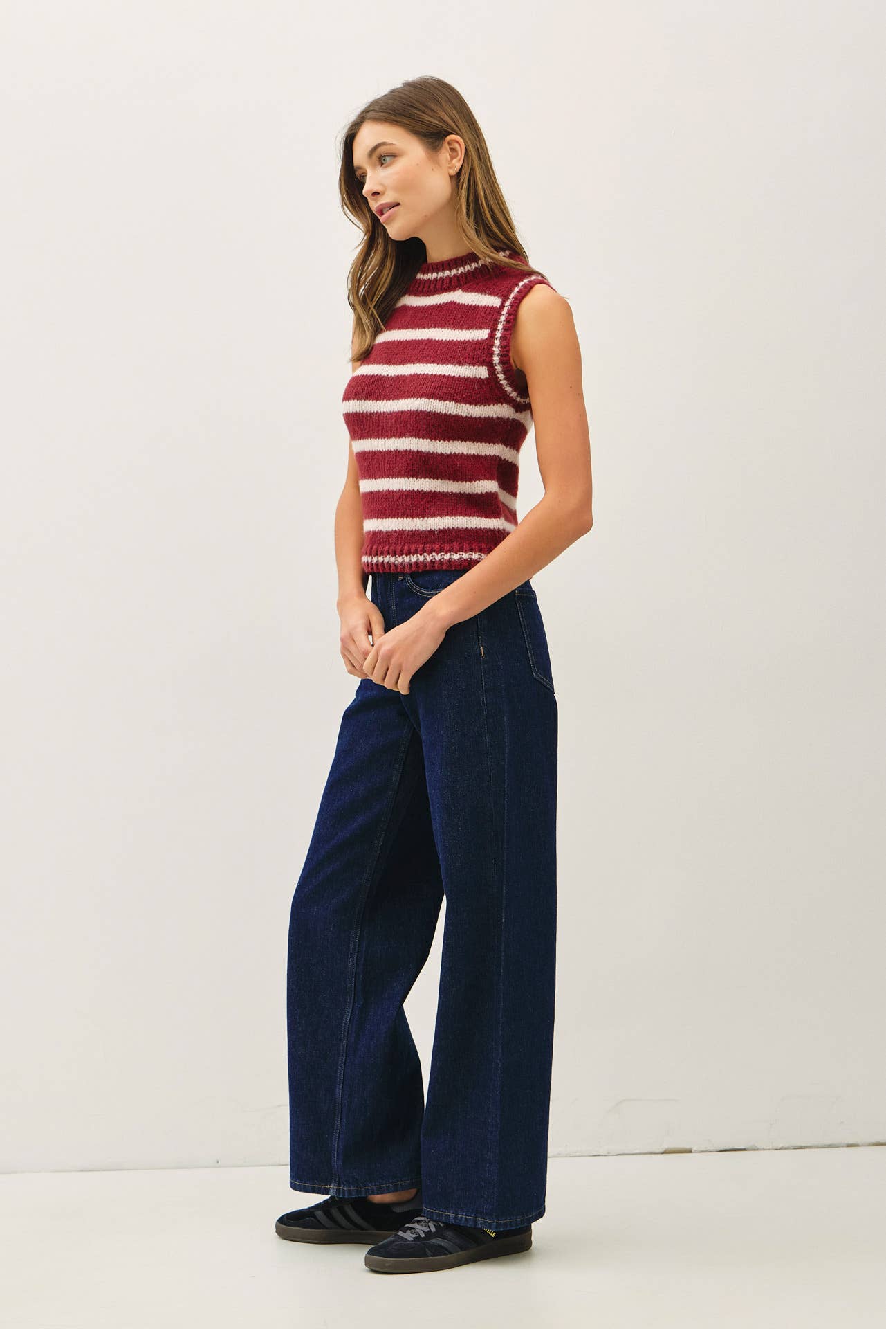 Be Cool - Vente Pull sans manches – femme - GILET EN LAINE MÉLANGÉE À RAYURES12