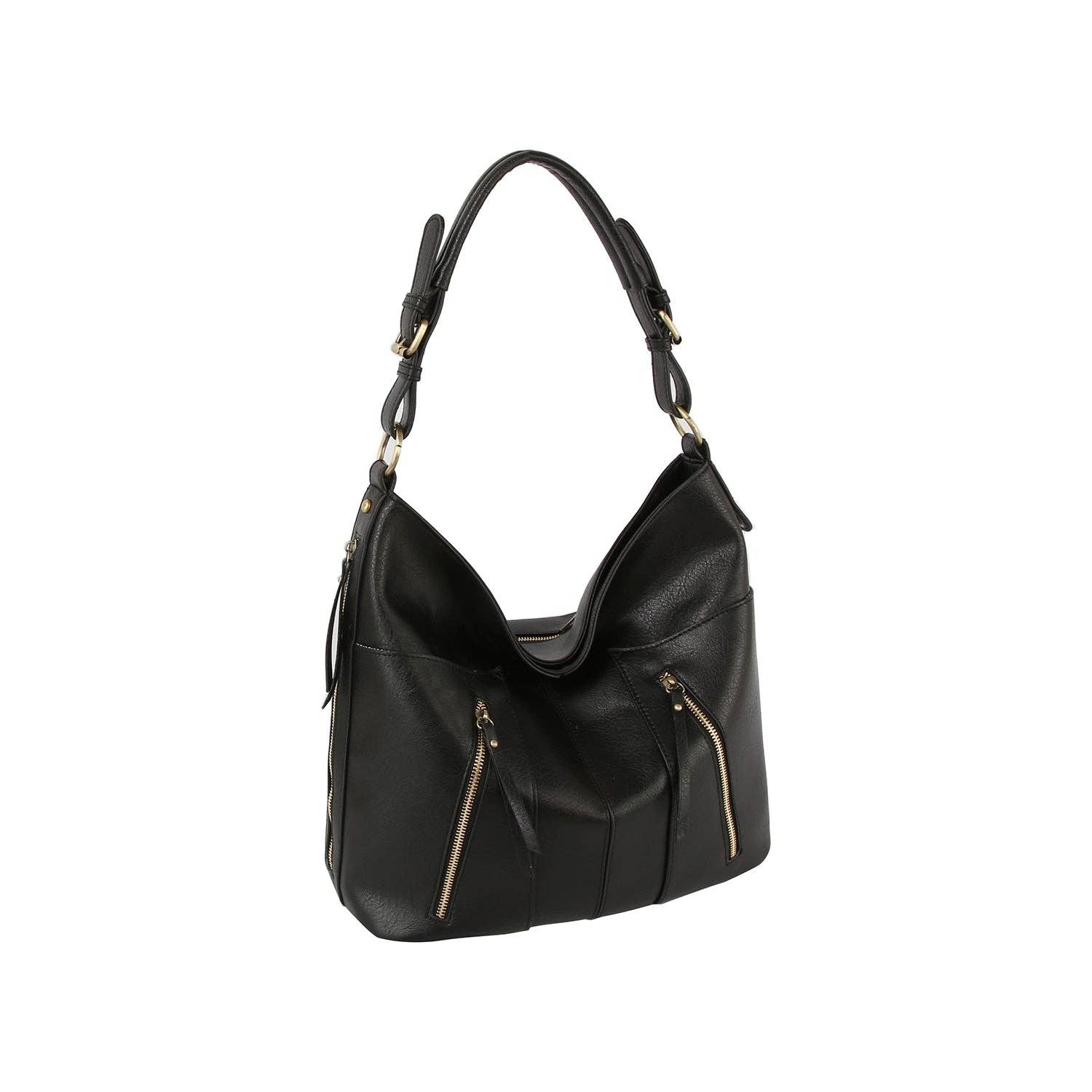 Handbag Factory Corp - Vente Sac porté épaule – femme - Sac à bandoulière hobo à deux fermetures à glissière avant au design tendance9