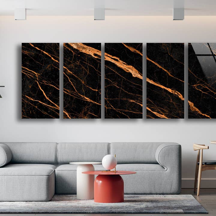 Sort marmor hærdet glas vægkunst for engroshandel hos MyPhotostation