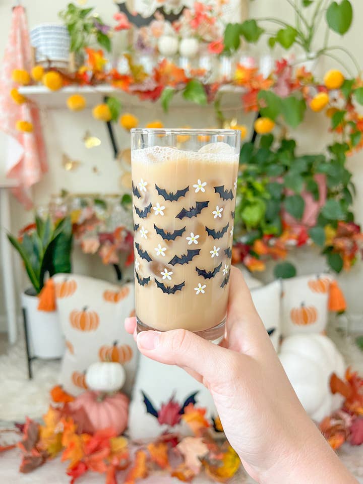 Bats and Daisies Highball Glass for wholesale by Hart and Flora Shop