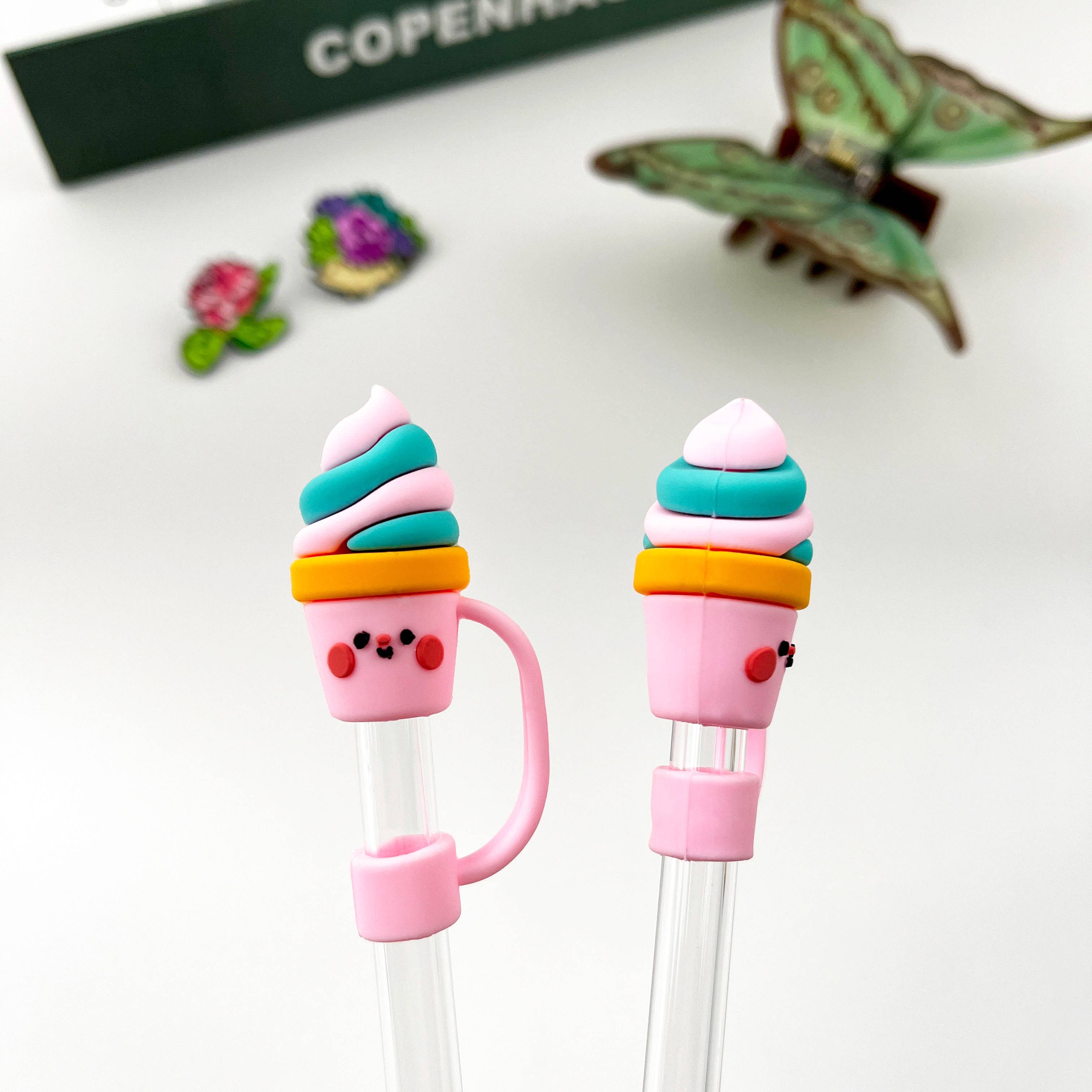 SoapElenGlen – Jarro por atacado – Topper de palha de gelado rosa1