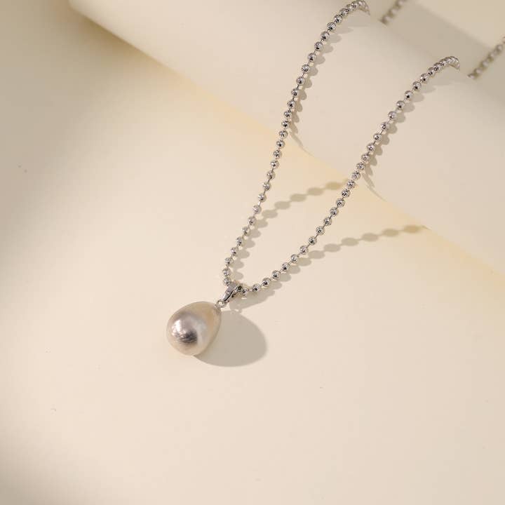 Beaded Pearl Necklace with Elegant Pendant for wholesale by La Solana Design