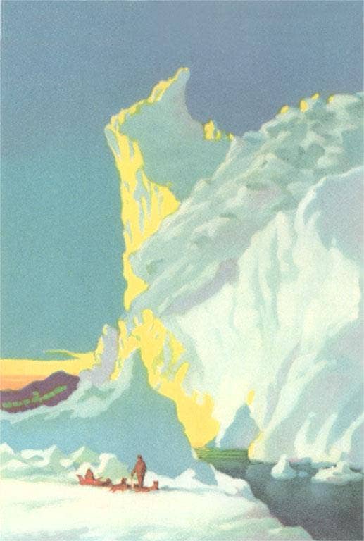 Found Image Press - Vente Aimants - Aimant LD-31 Esquimau avec chiens de traîneau, glacier géant0