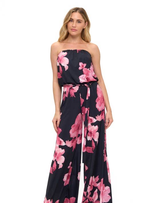 Mono de pierna ancha con cinturón de anilla para venta al por mayor de Ariella USA