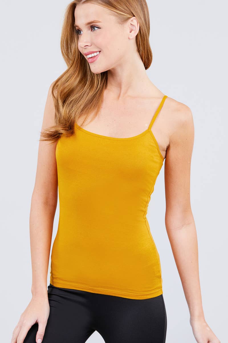 42POPS - Wholesale Camisole - Women's - ,,,._ SI-323 Fitted Cropped Cami Tank W/ Adjustable Spaghetti Stra25