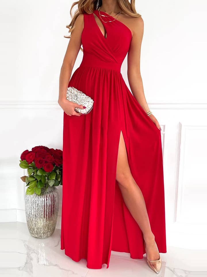 KK Bloom – wholesale Dress – Women's – Women's Slanted Shoulder Cutout Gradient Dress