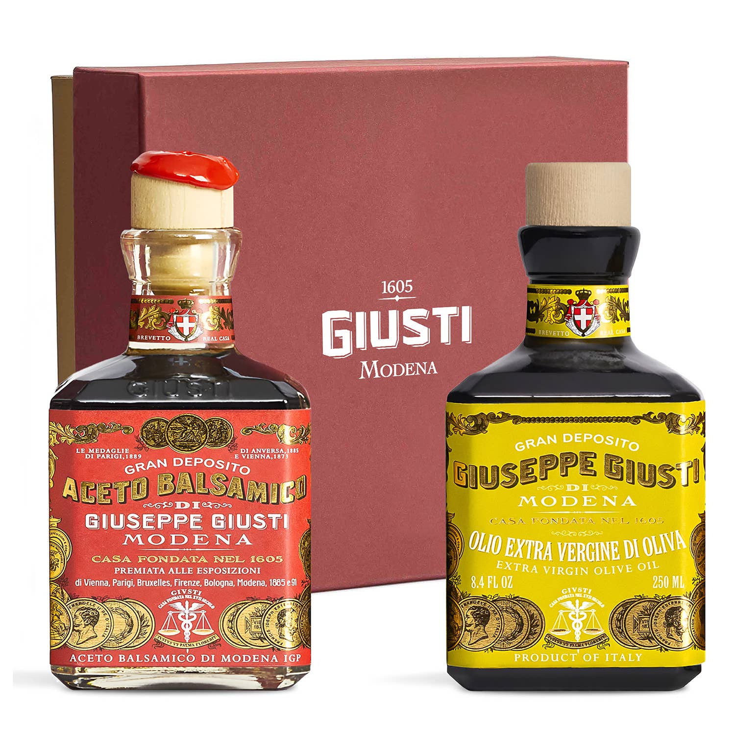 Giusti - Wholesale Vinegar - Italian Balsamic Vinegar & Evoo Set - 3 Gold Medal & EVOO0