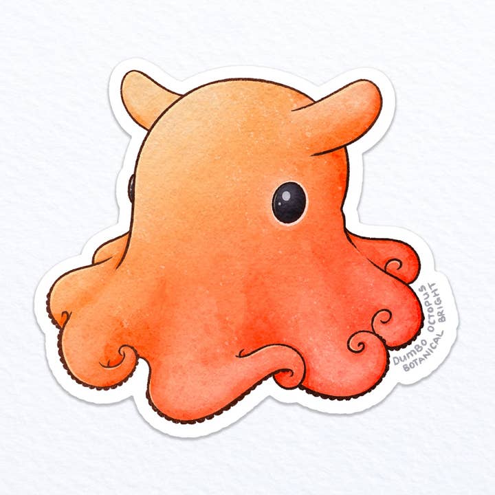 Dumbo Octopus Waterproof Vinyl Sticker for wholesale by Botanical Bright
