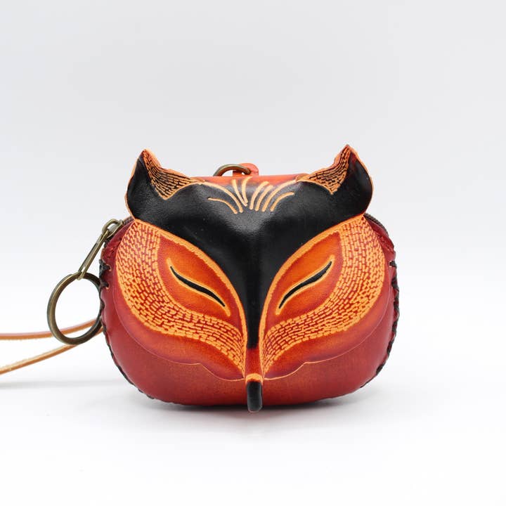 Fox Wristlet - Porta-moedas em pele E407 castanho ou laranja por atacado de Sunflower Handmade leather inc
