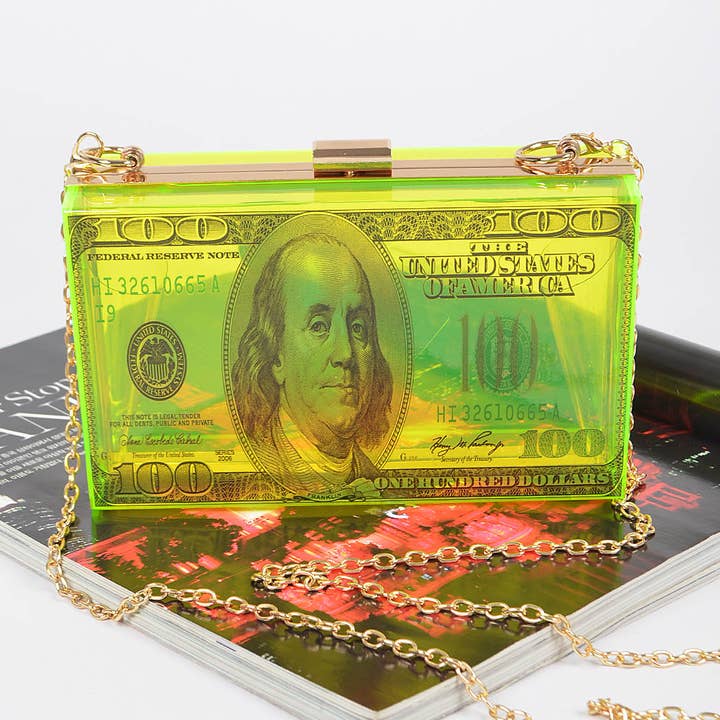 3AM BY H&D ACCESSORIES - Wholesale Crossbody Bag - Women's - Money Printed Transparent Hard Case Bag