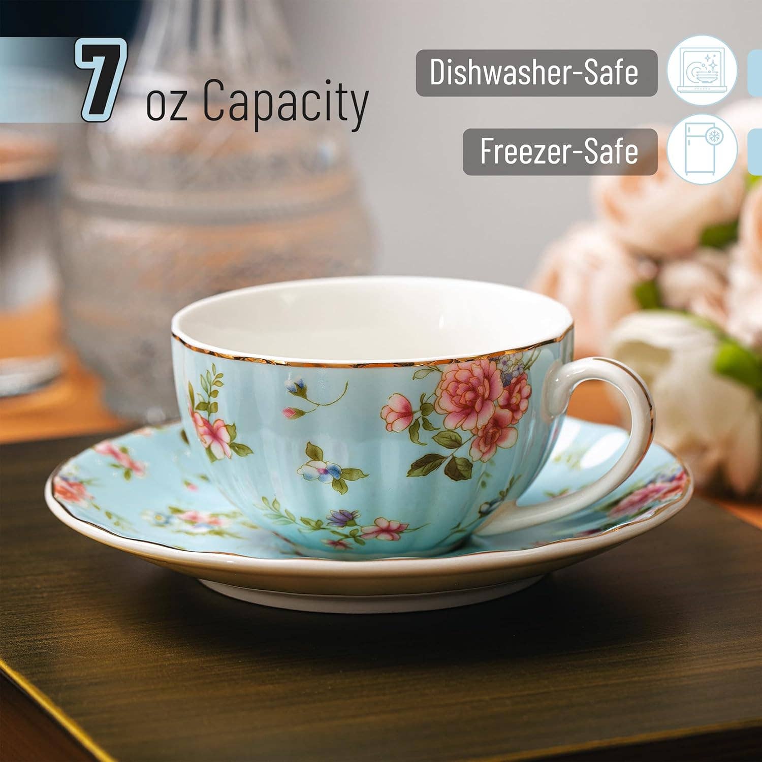 Brew To A Tea - Vente Service à thé - Ensemble de 6 tasses et soucoupes en porcelaine BTaT - 207 ml2