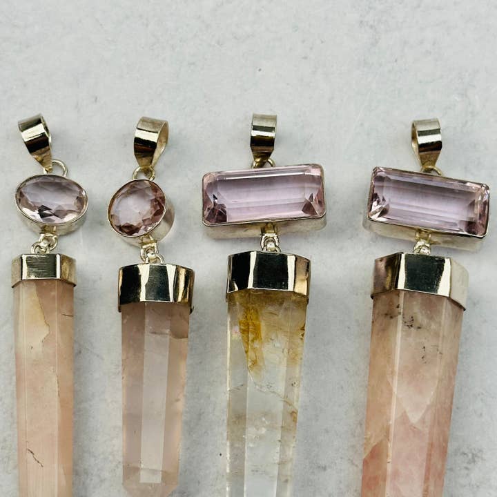 Rock Paradise - Wholesale Individual Charm/Pendant - Crystal Large Rose Quartz Pendants - You Choose -