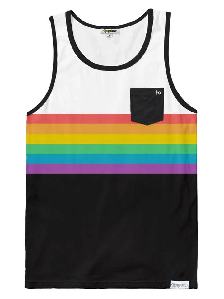 Camiseta sin mangas con rayas retro arcoíris - Camiseta sin mangas de orgullo para hombre para venta al por mayor de Tipsy Elves