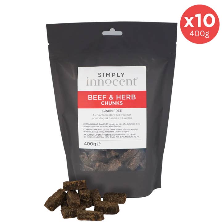 Simply Innocent - Beef & Herb Chunks 400g for wholesale by The Innocent Hound