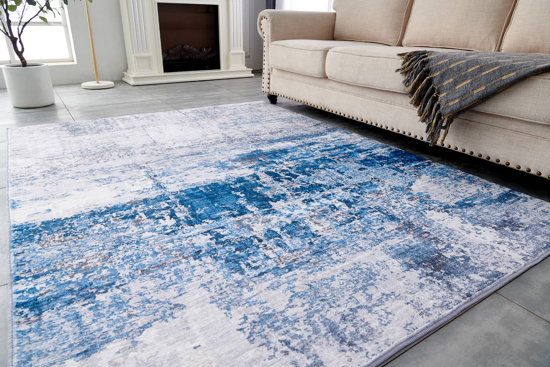 Amazing Rugs – Großhandel Teppichvorleger – Zara Abstract Design, maschinenwaschbar, Grau und Türkis1