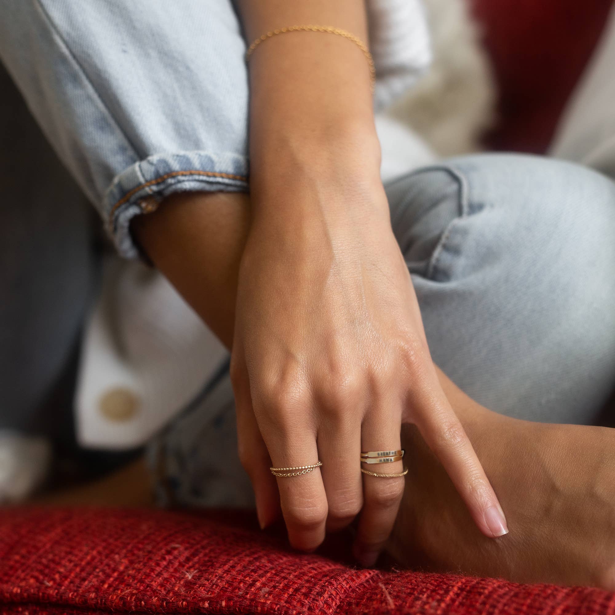 Christina Kober Designs - Wholesale Band/Stacked Ring - NARROW RING | stamped thin stacking ring2