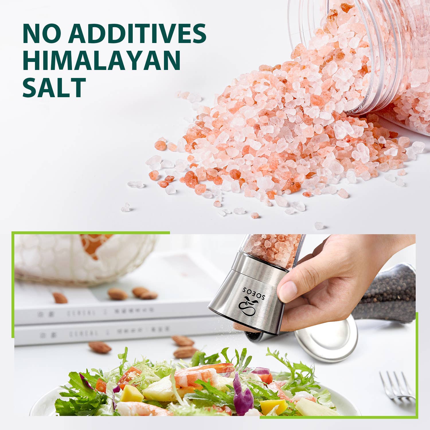 soeos – wholesale Salt & pepper mix – Soeos Himalayan Pink Salt, 18 oz + Rainbow Peppercorn, 8oz3