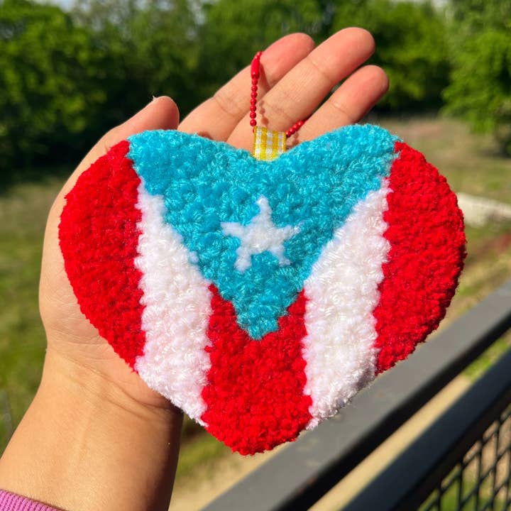 Puerto Rican Flag Heart Bag Charm for wholesale by Sofi Arte Studio