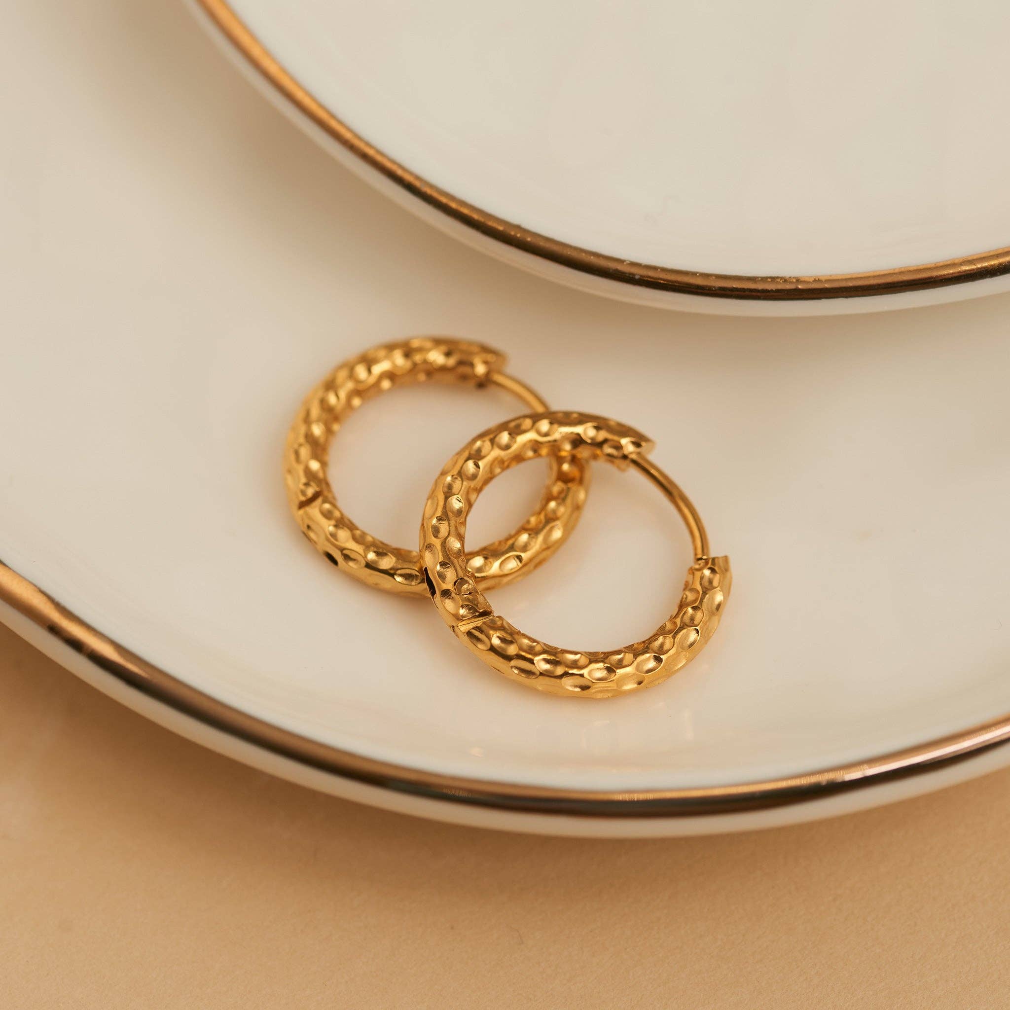 Elsie & Zoey – brincos huggies por atacado – Brincos Impermeáveis Narelle Argola Texturizada