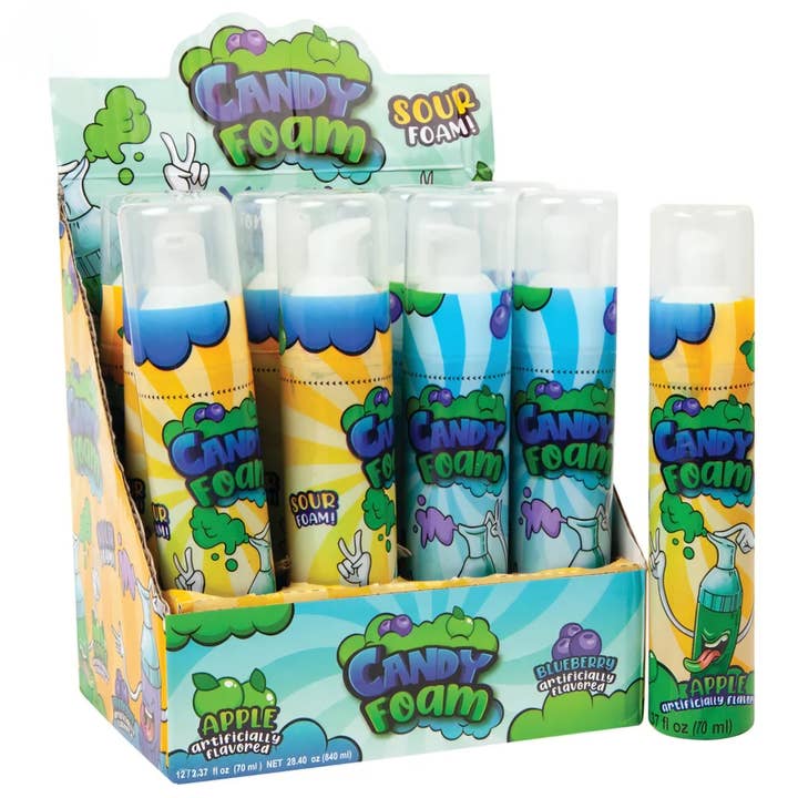 Sour Foam Candy 2.37oz (12ct) - Sour Apple & Blueberry for wholesale by Majestic Wholesale