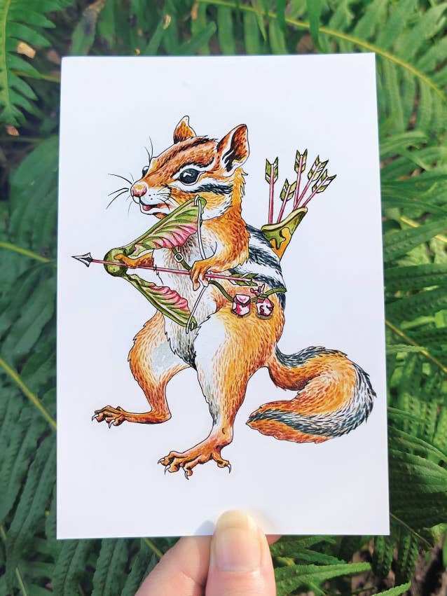 Eekhoornboogschutter - Mini Print - Fantasiewezen PNW D&D Kunst voor wholesale door Crafted from Scratch