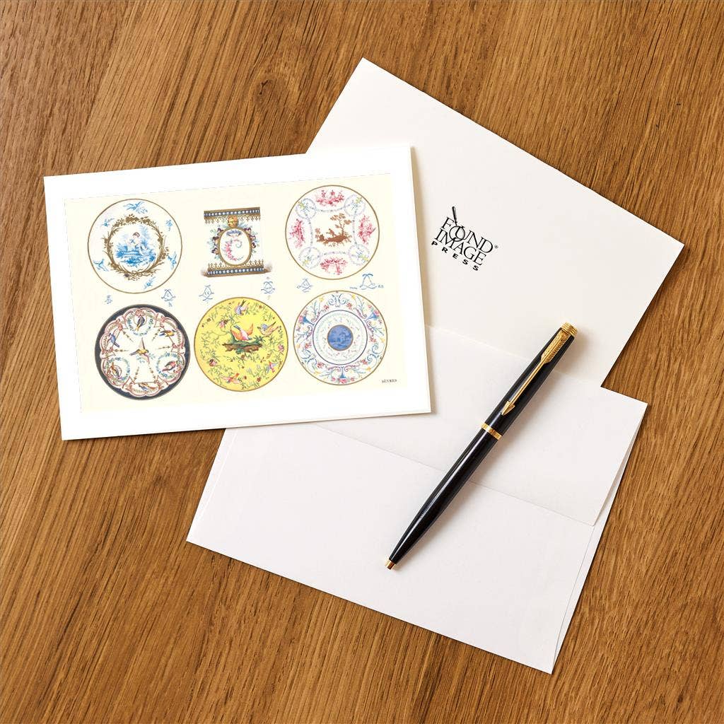 Found Image Press - Wholesale Stationery/Notecard Set - Greeting Card DA-639 Colorful Sevres Plates1