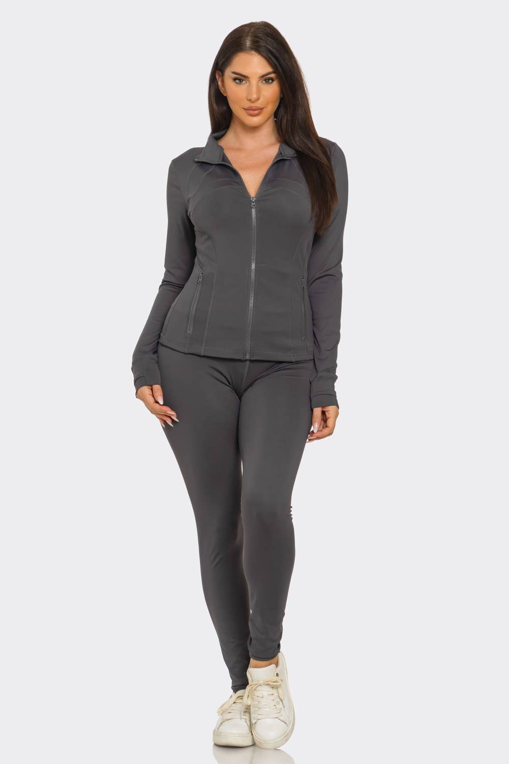 Julia by LoveJ - Wholesale Activewear Set - Women's - Front Zip Up Jacket And Leggings Set6