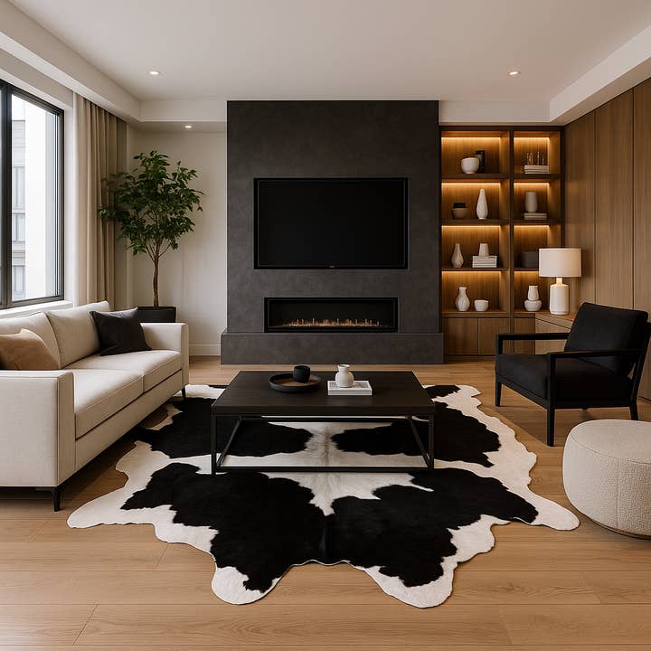 Rodeo – wholesale Area rug – Black and white cowhide rug western rug for western home 3