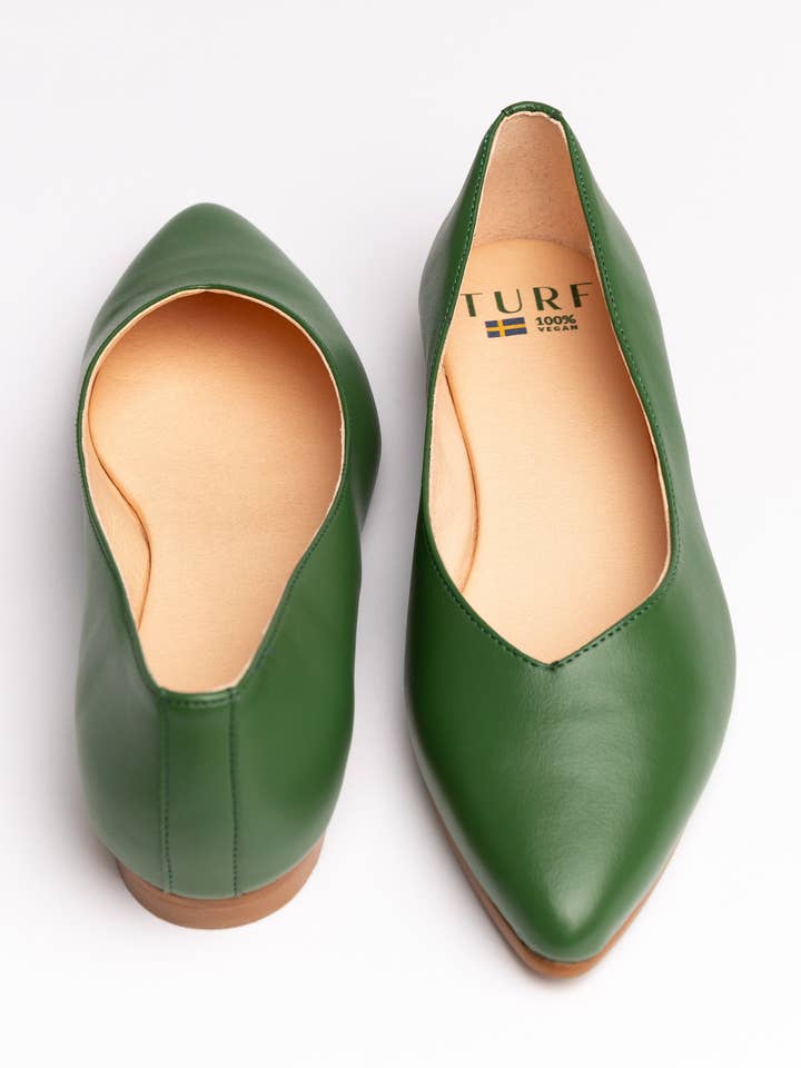 Spetsiga Tå Platta Gröna, Äppelskin Skor för Kvinnor för wholesale av Turf