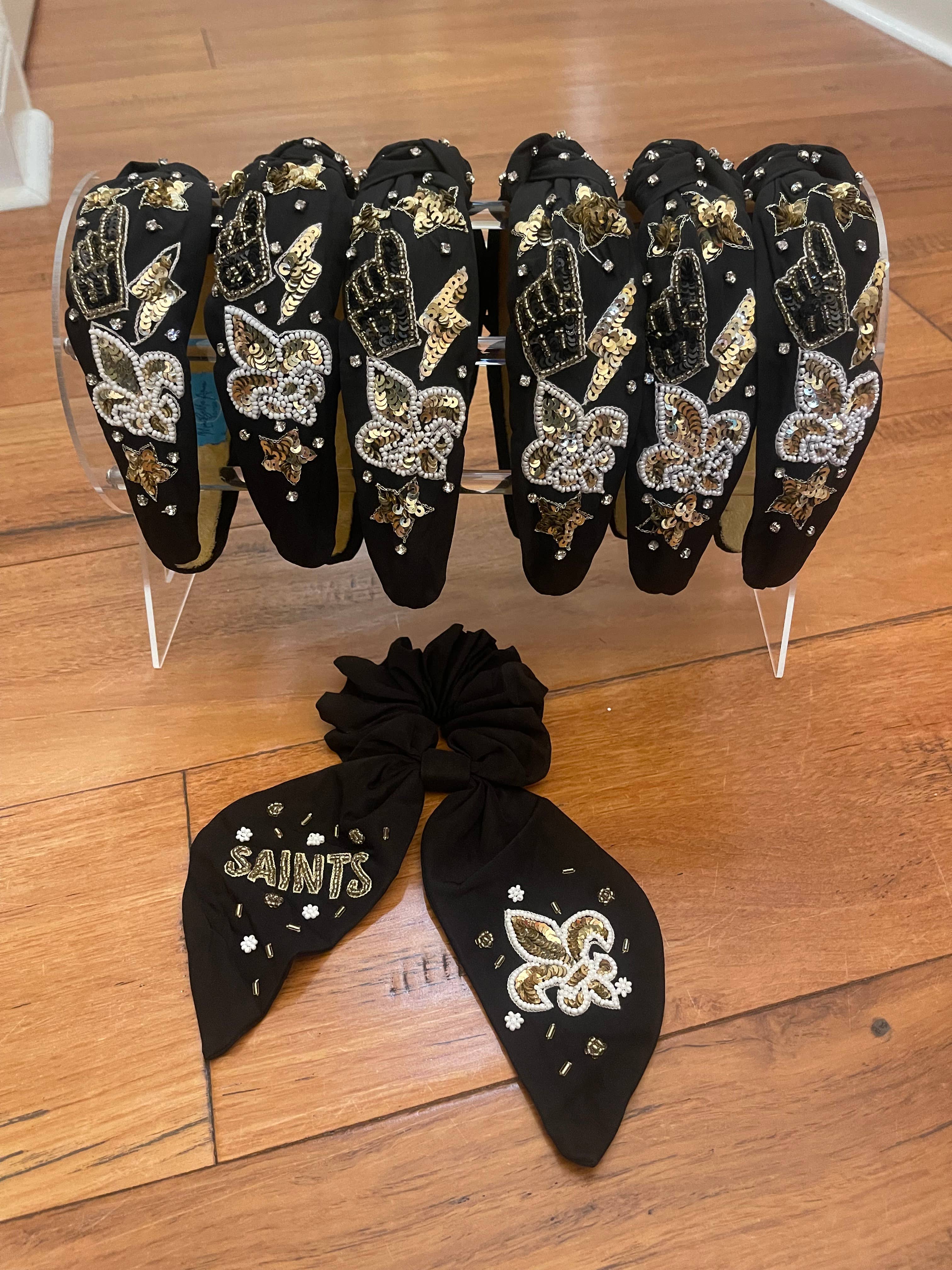 Mon Belle Amie - Wholesale Fashion Headband - Women's - Black and Gold Sequin and Beaded Headband2