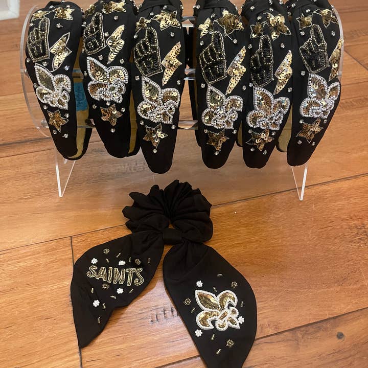 Mon Belle Amie - Wholesale Fashion Headband - Women's - Black and Gold Sequin and Beaded Headband2