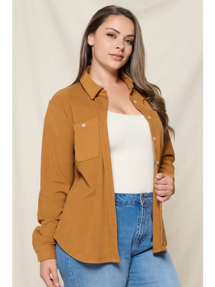 Doe and Rae - Wholesale Button Down Shirt - Women's - BRUSHED BUTTON DOWN SHIRT - 10452JPL
