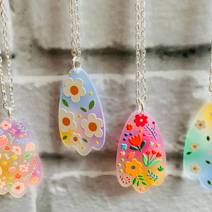 Jewells – wholesale Pendant/charm necklace – Floral Flowers resin necklace 4 designs daisy4