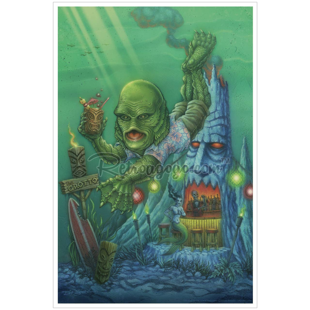 Retro-a-go-go! - Wholesale Art Print - P'gosh Tiki Time at the Black Lagoon Print0