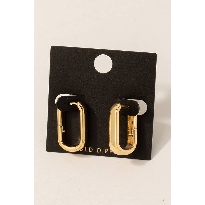 Fame Accessories - Vendita all'ingrosso Orecchini a cerchio - Orecchini a cerchio con cerniera ovale larga immersa in oro