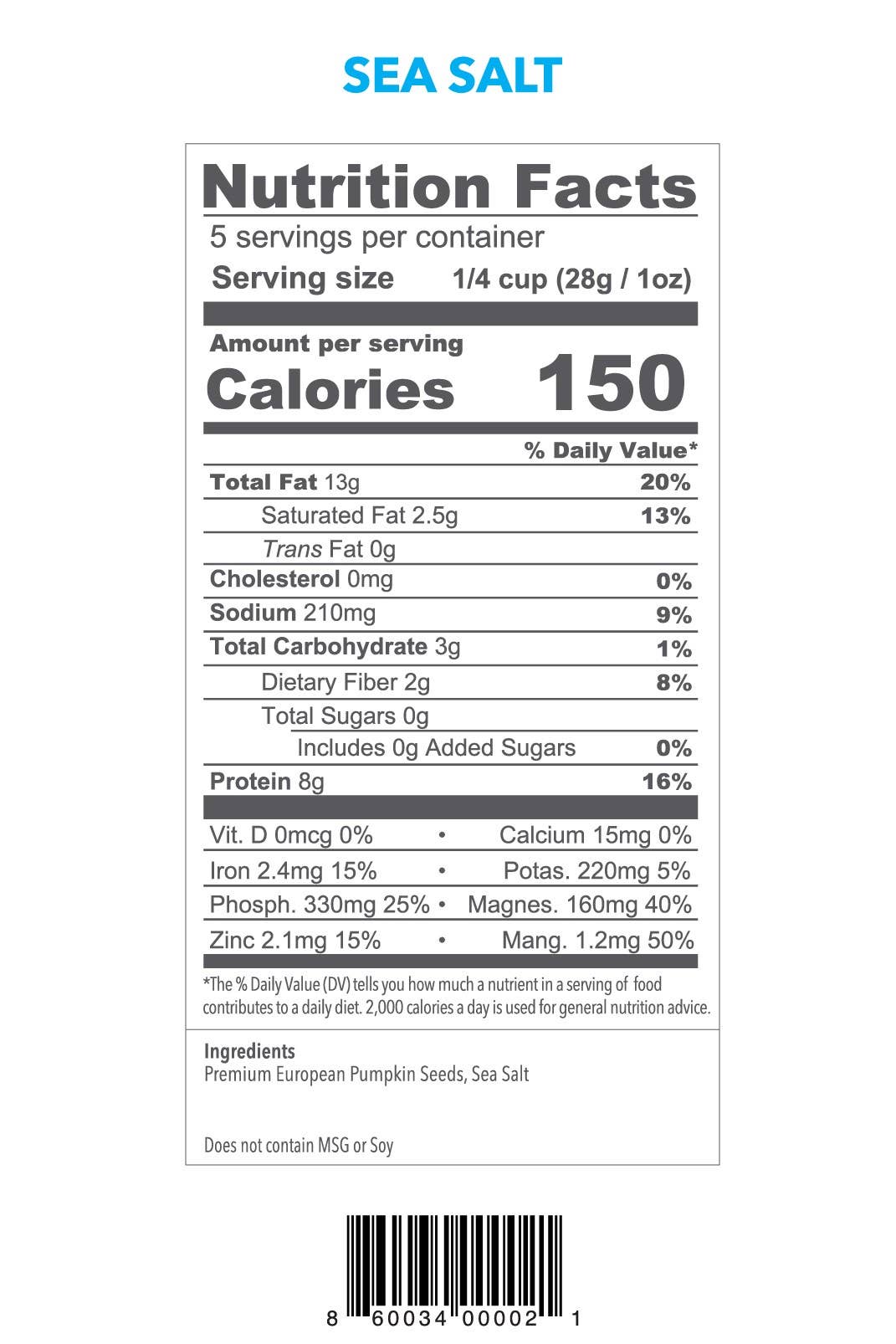 SuperSeedz - Wholesale Nuts - 5oz Sea Salt European Pumpkin Seeds NO SHELLS2