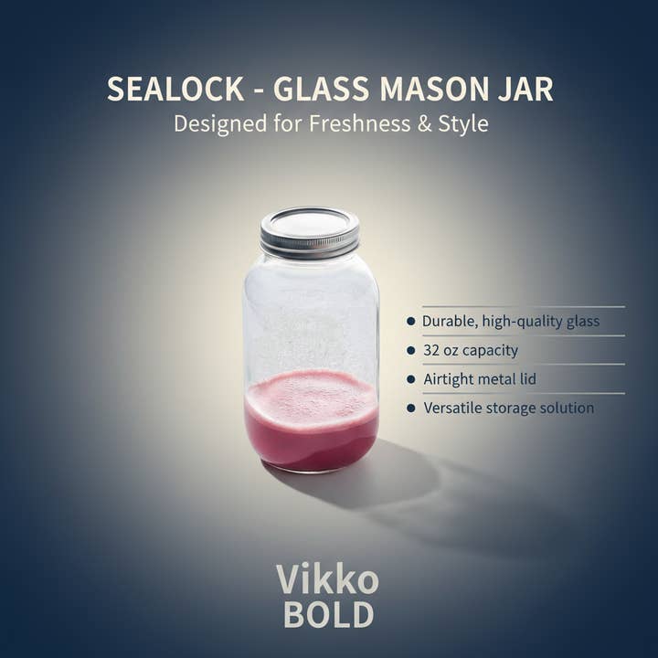 Kadra Kitchenware - Wholesale Jar - Sealock - Glass Mason Jar , 32 oz3