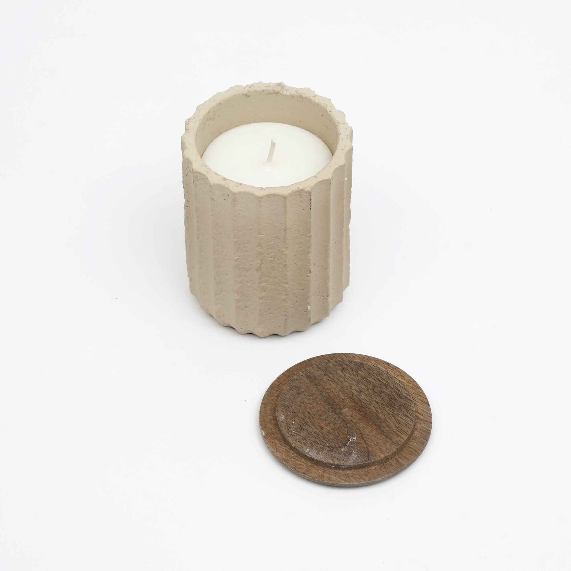 Beige 6 oz Christmas Candle | Wax Fill Candle with Wooden Lid for wholesale on Faire3