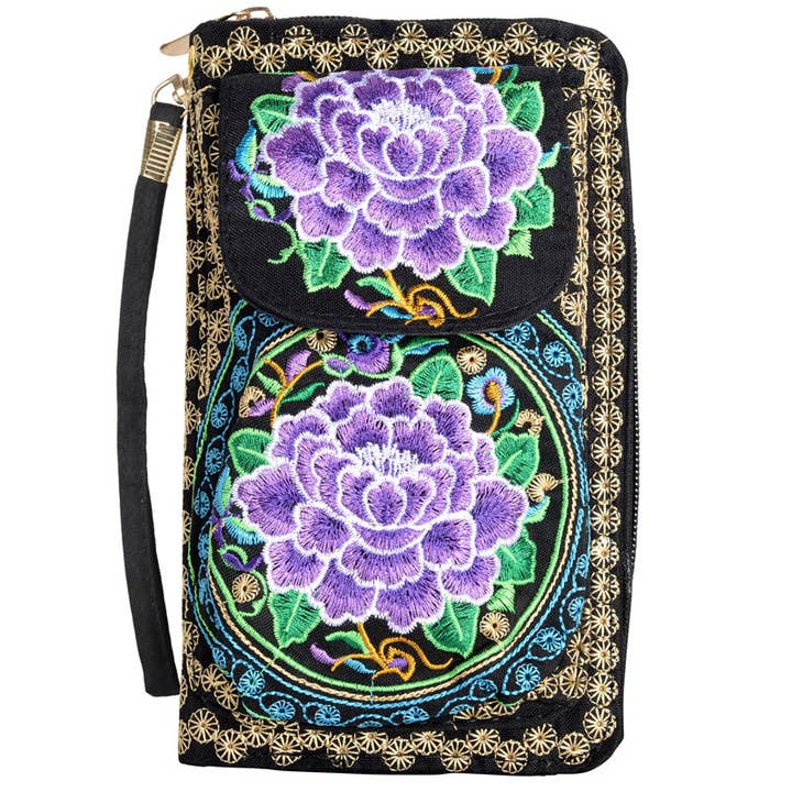 Benjamin International - Wholesale Wristlet - Embroidered Purple Wristlet