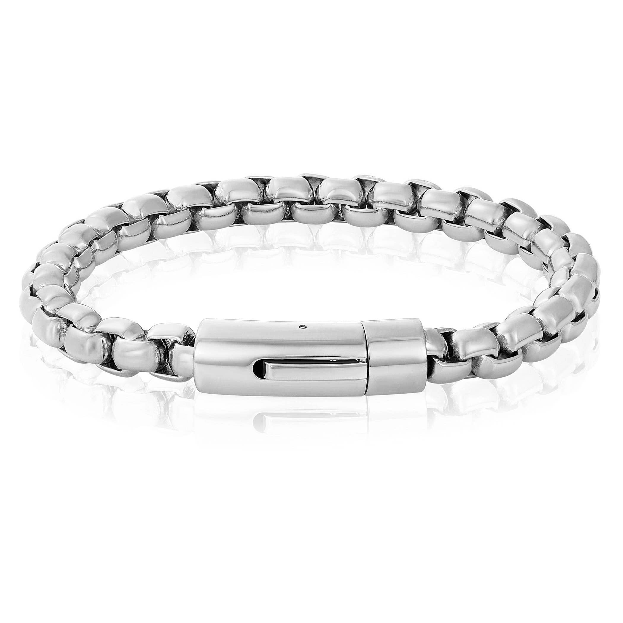 West Coast Jewelry – Engroshandel Armbånd med led og kæde – Invicta Smykker Poleret Boks Kæde Stål Armbånd (8mm) - 9"5