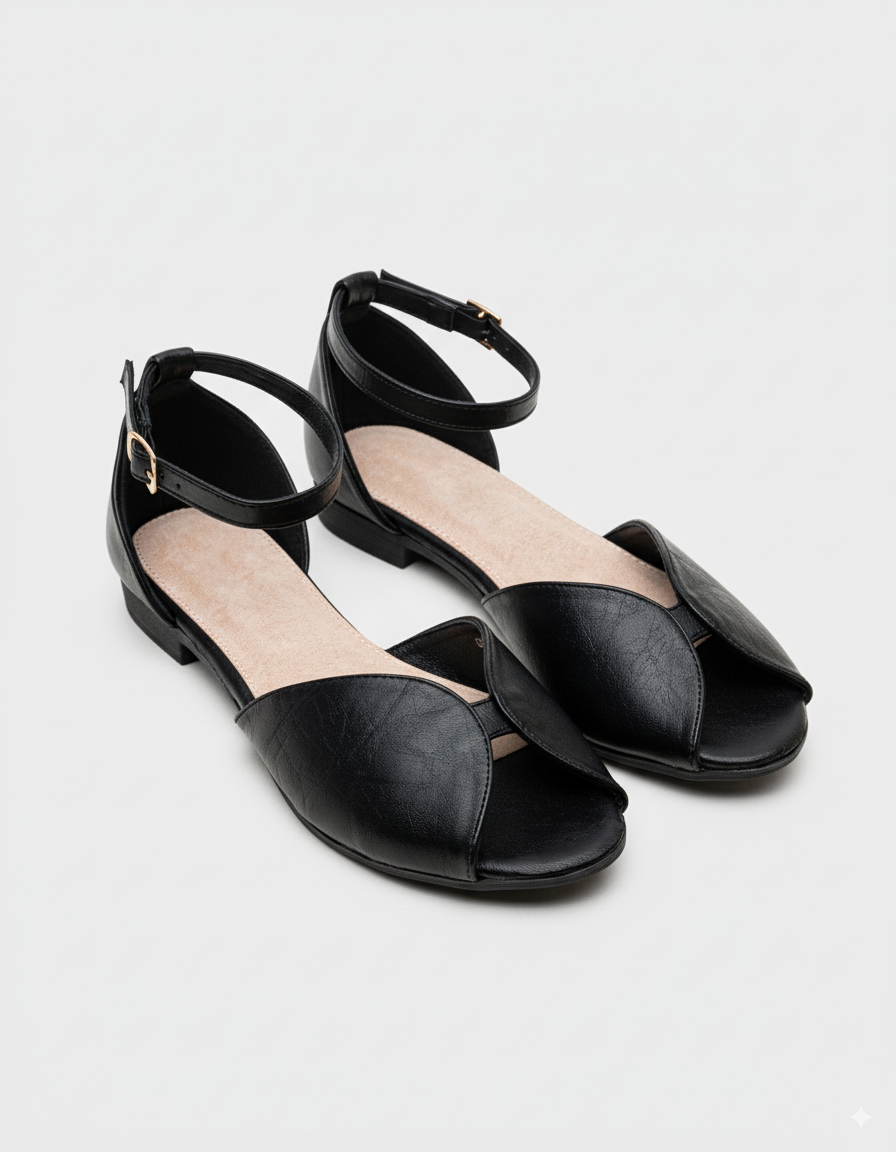 CEREZA – wholesale Lågskor - Dam – Cereza peep toe-ballerinas med platt sula och spänne1