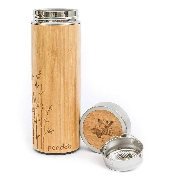 Pandoo - Wholesale Insulated Mug/Tumbler - bamboo thermo mug with tea strainer2