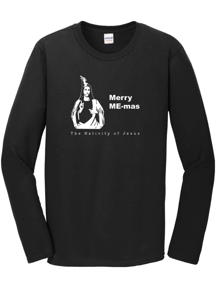 Sock Religious - Wholesale Screen Printed T-Shirt - Unisex - Merry ME-mas - The Nativity of Jesus Long Sleeve2