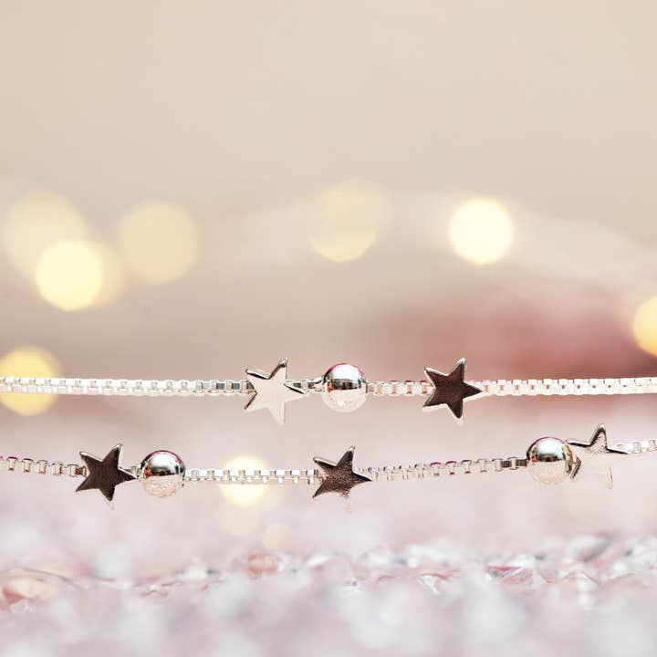 Letterbox Love Bracelets - Wholesale Charm/Dangle Bracelet - Silver Stars Friendship Bracelet - Good Friends