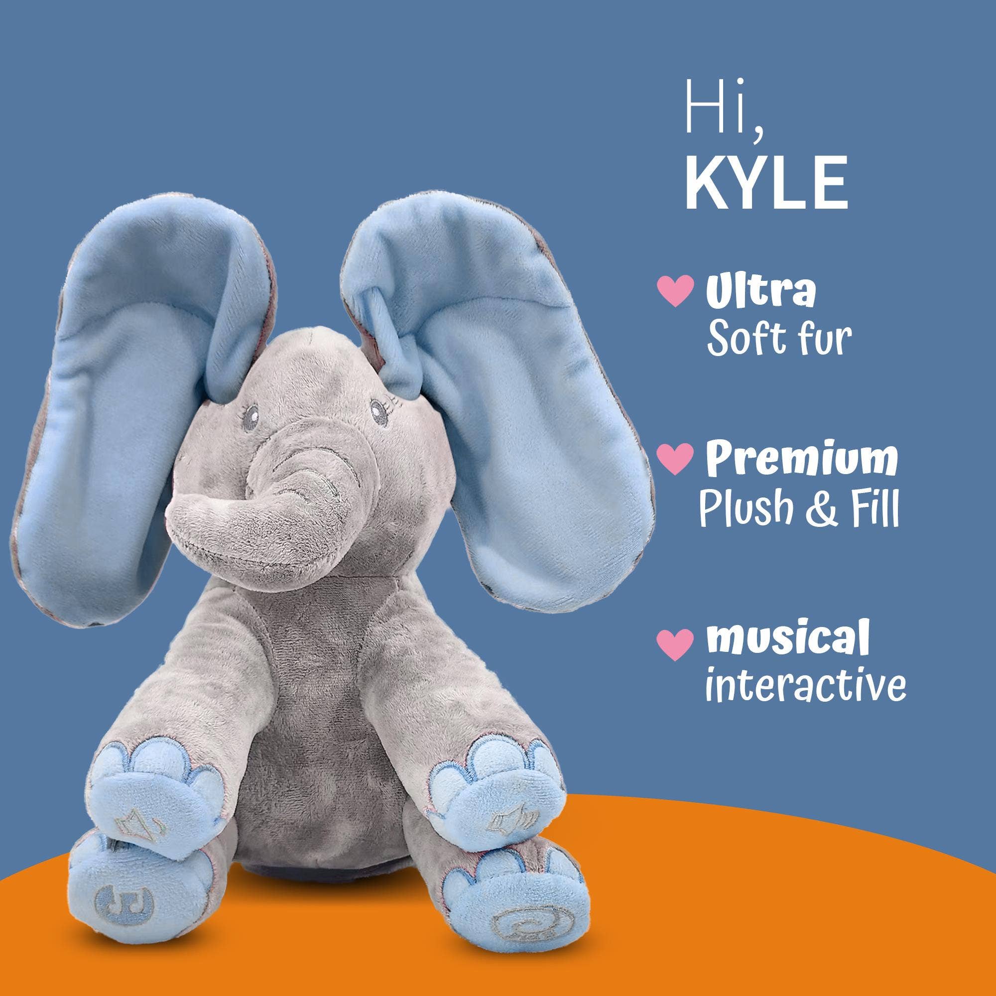 Dimple - Wholesale Stuffed/Plush Toy - Kids & Baby - Kyle Singing Elephant w Peek-a-Boo, Stuffed Animal Toy4